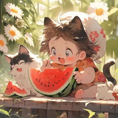 动画吃瓜头像女生可爱,动画吃瓜头像中的可爱女生风采